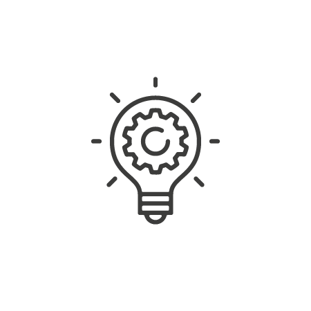 Messer Cutting gear in lightbulb icon