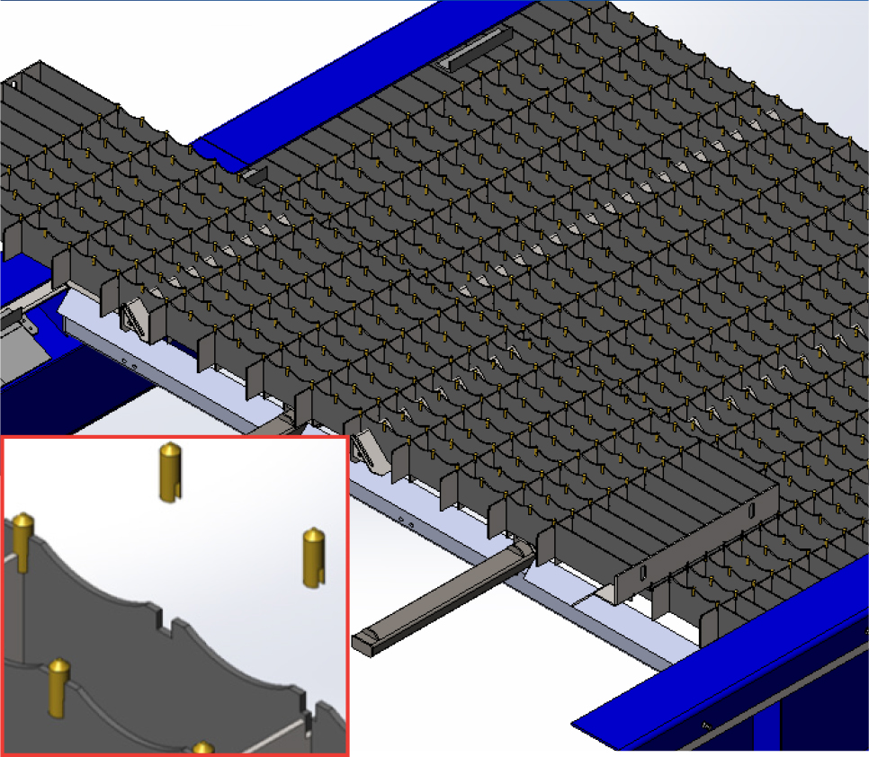 Messer Pin groove style trays with brass pins