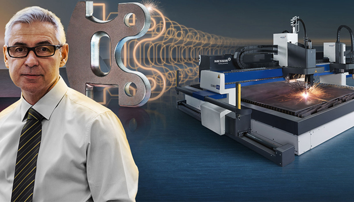 Element man with tie and machine